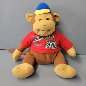 Kids Express Train Monkey Plush Toy Brown Red Blue 14" Floppy Shirt Hat